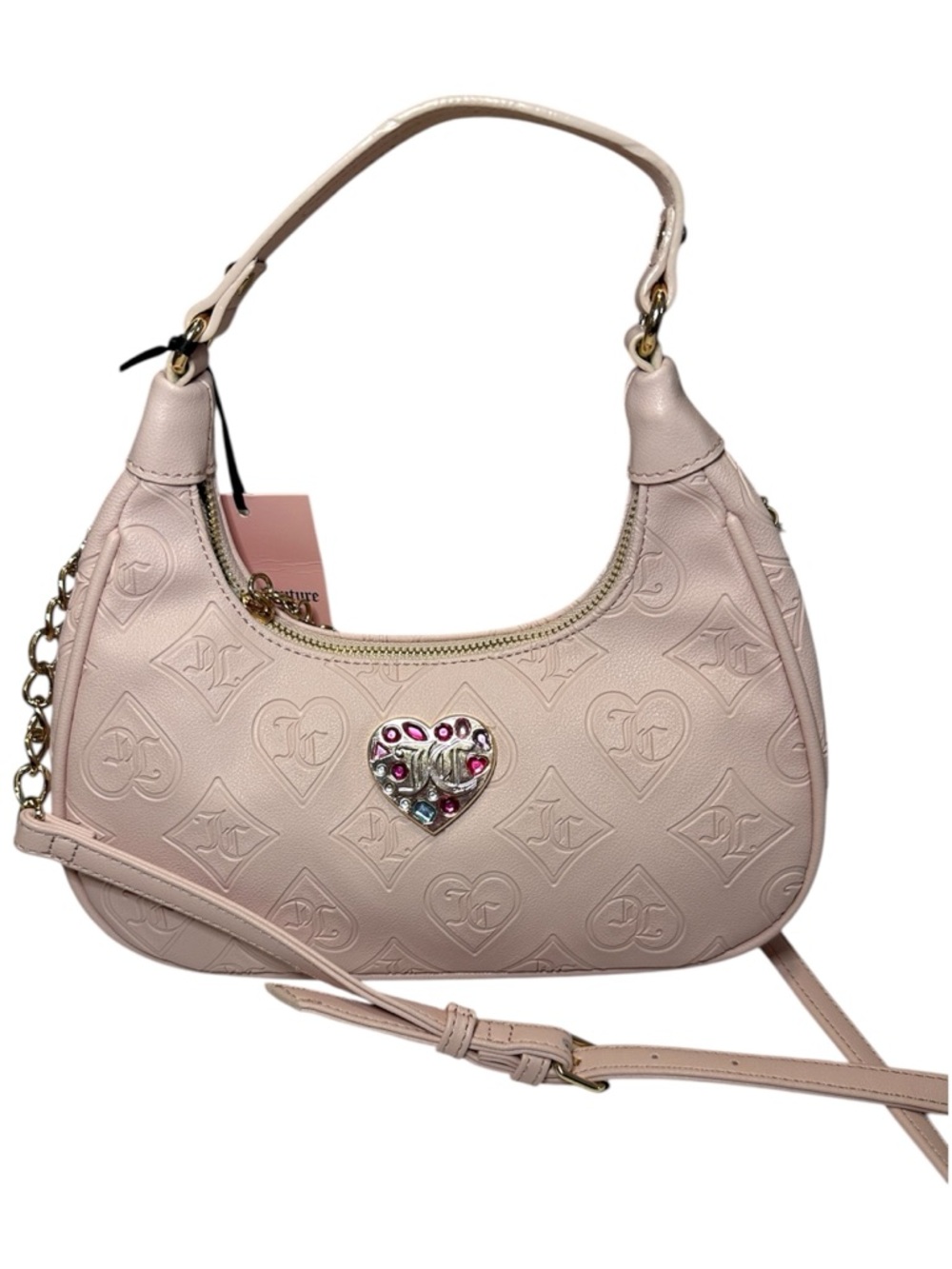 Juicy Couture New Glitzed Out Hobo Convertible Bag in Pink Clay Faux Leather